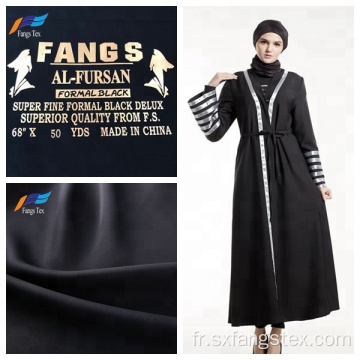 Polyester Fursan Satin Tissu Abaya Arabe Noir Formel